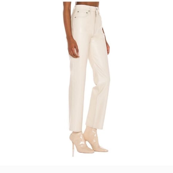 Agolde Recycled / Faux Leather 90s High Rise Straight Pants - Picture 1 of 16